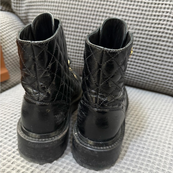 Authentic CHANEL Quilted Black Leather Boots Booties 37 7 - Picture 5 of 5